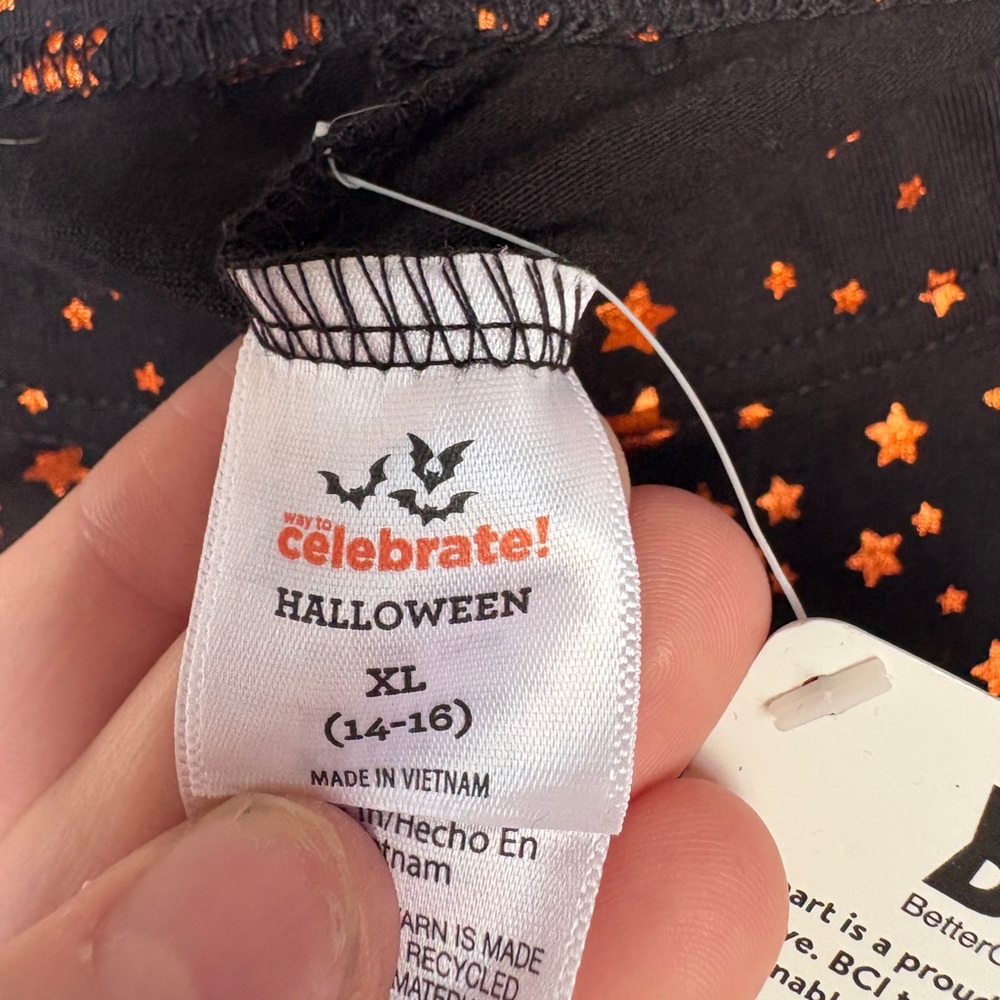 NWT Kids Star Patterned Leggings - Black and Orange - Picture 6 of 7